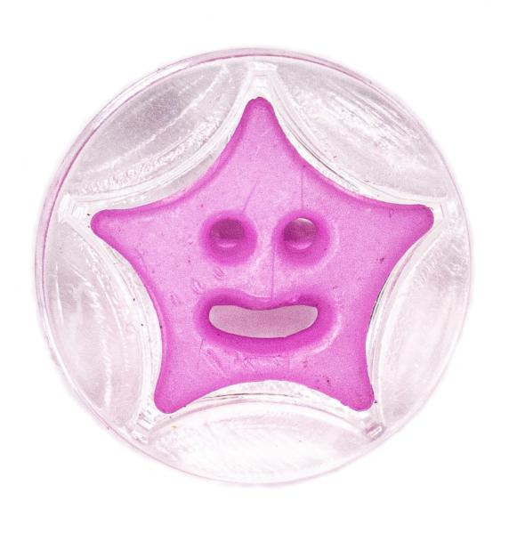 Børneknap som runde knapper med stjerne i lilla 13 mm 0.51 inch
